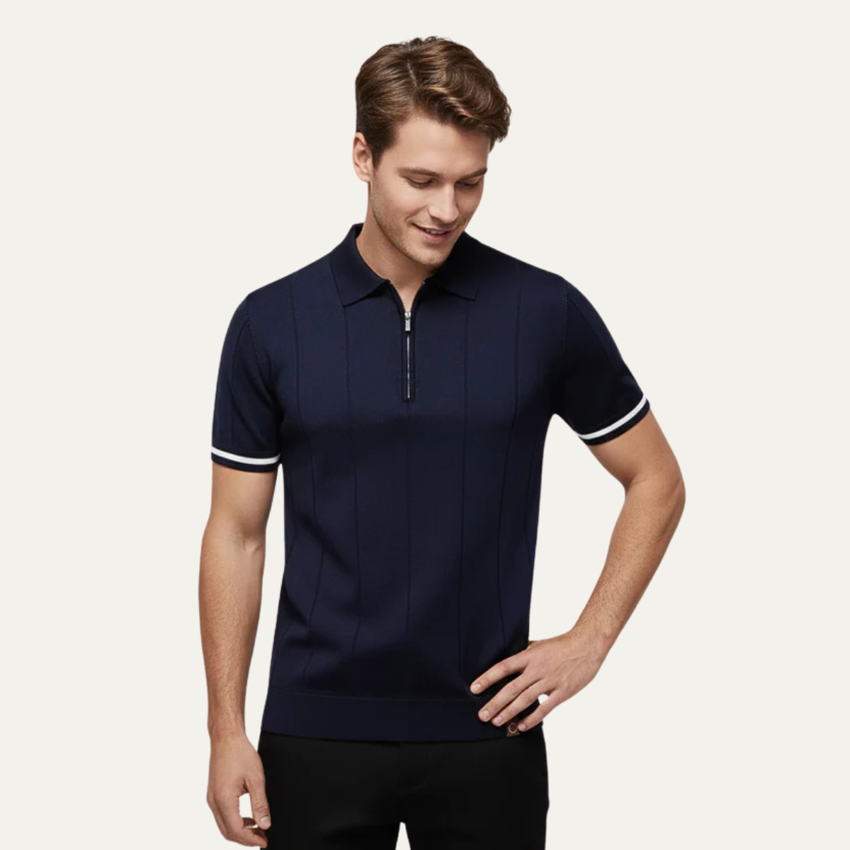 The Geneva Men's Short Sleeve Quarter Zip Polo