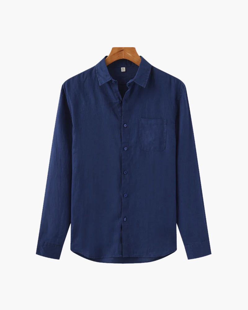 The Bellagio Men's Long Sleeve Linen Look Shirt
