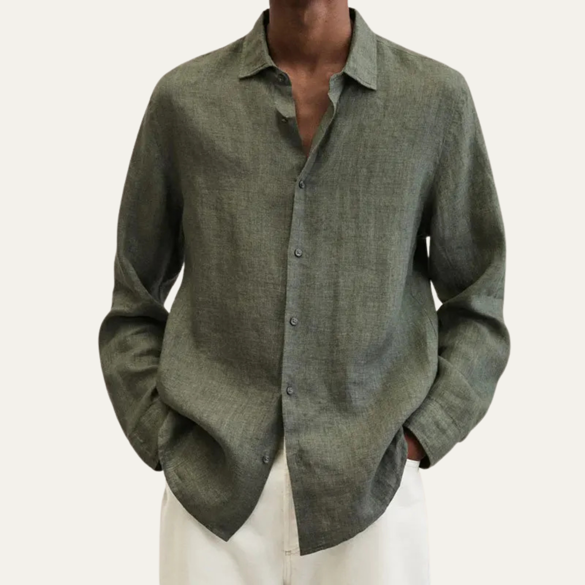 Men's Loose Fit Button Down Shirt Long Sleeve Summer