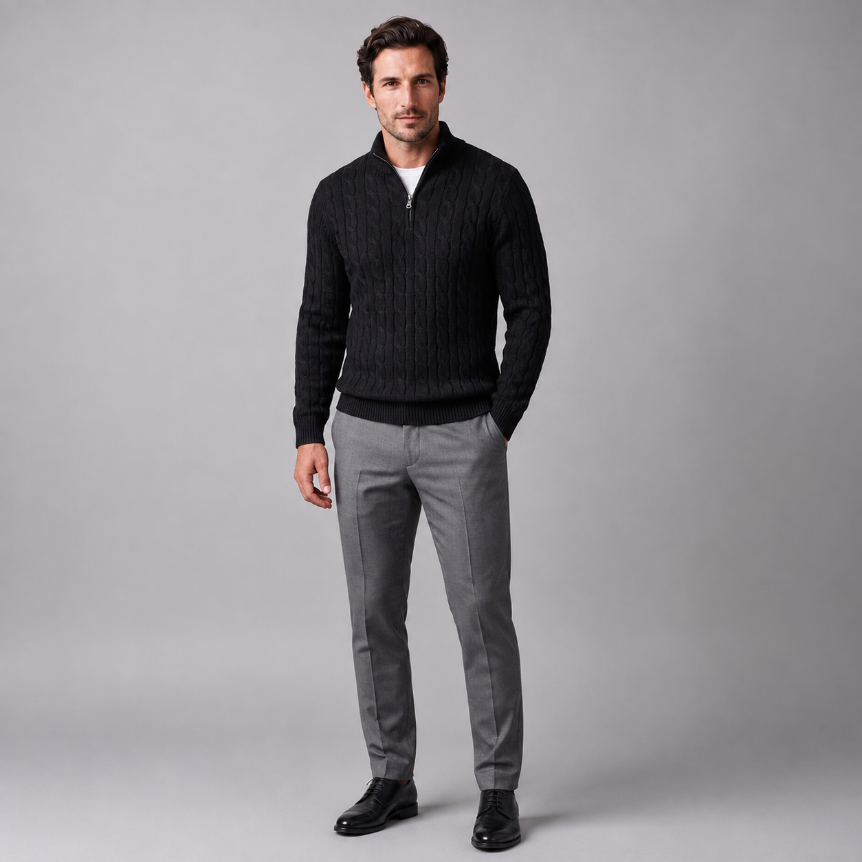Men's Cable Knit Half-Zip Sweater
