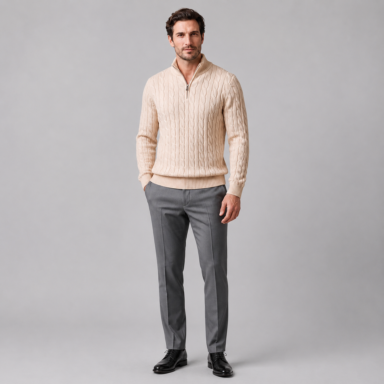 Men's Cable Knit Half-Zip Sweater