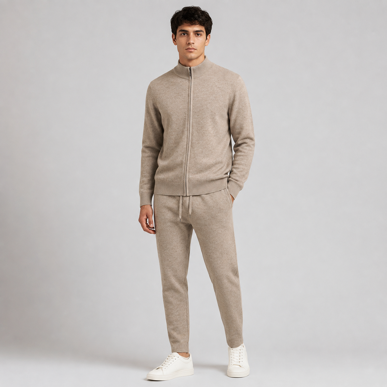 Men's Wool Knit Zip Cardigan and Trouser Co-ord Set