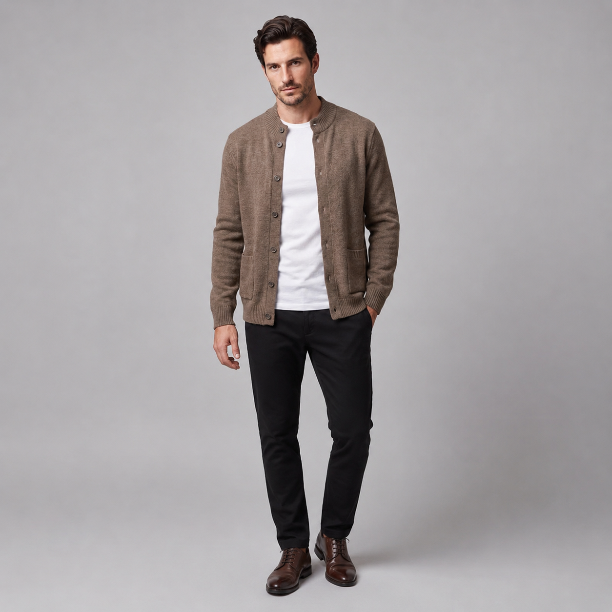 Men's Wool Button-Front Cardigan