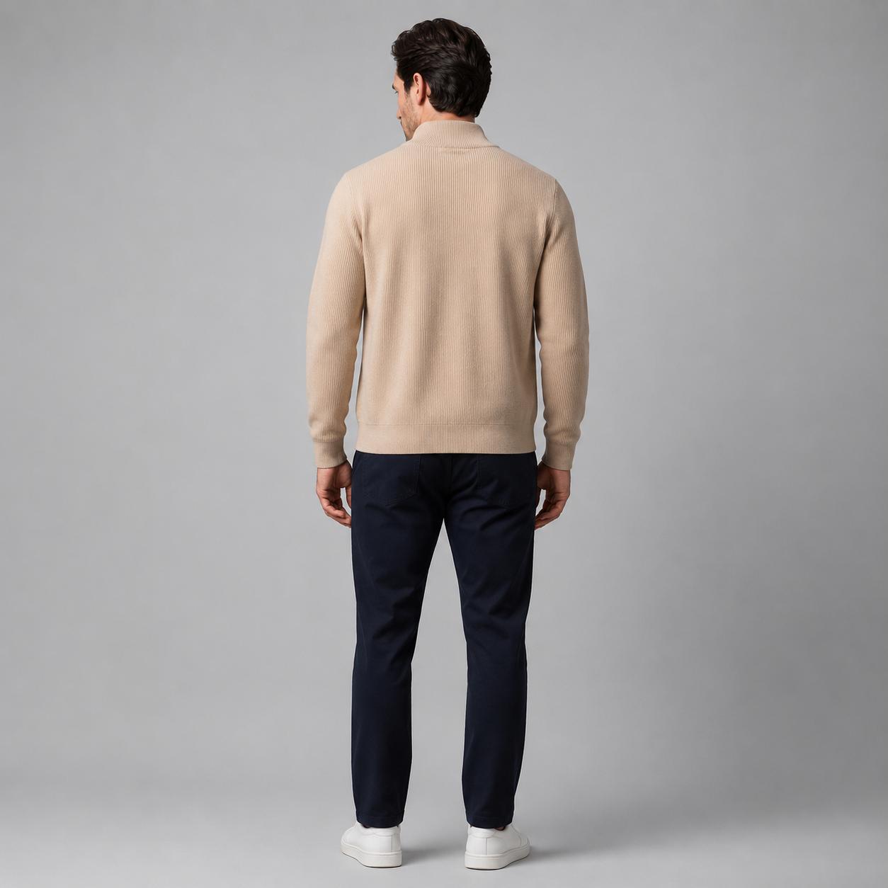 Men's Ribbed Wool Full-Zip Cardigan