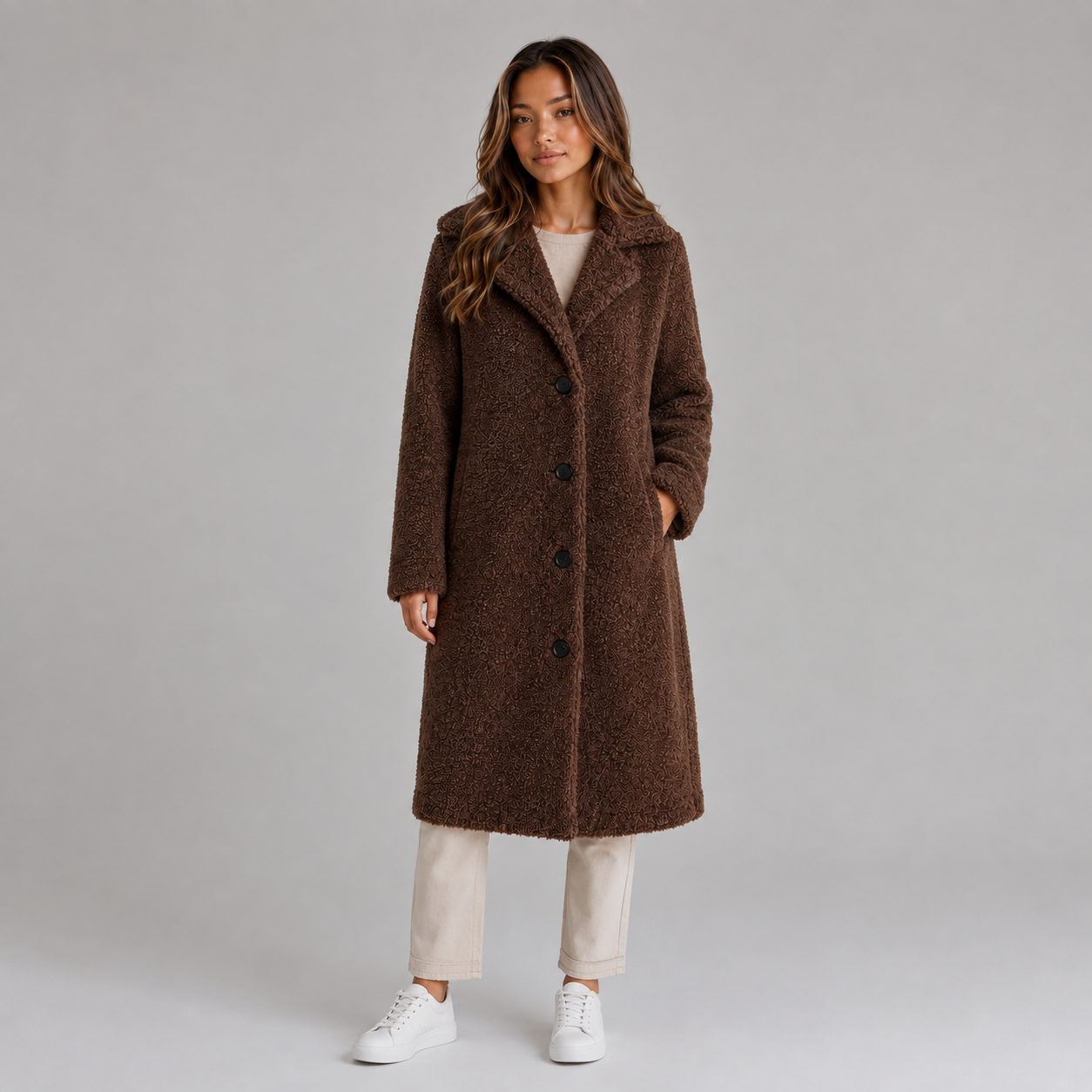 Women's Long Teddy Fleece Coat