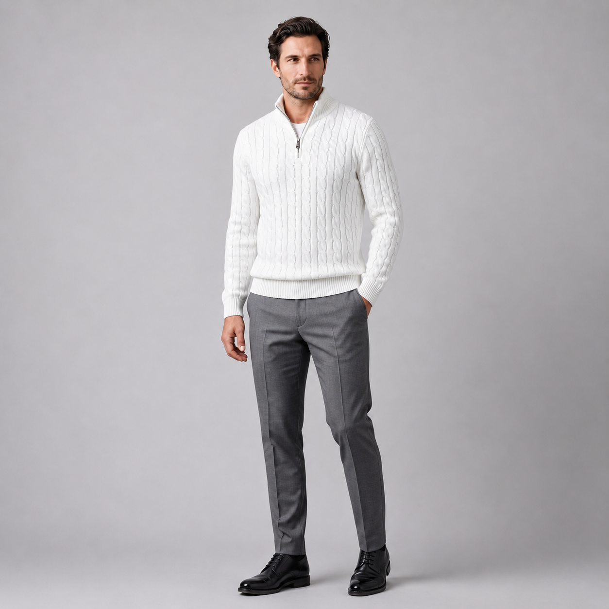 Men's Cable Knit Half-Zip Sweater