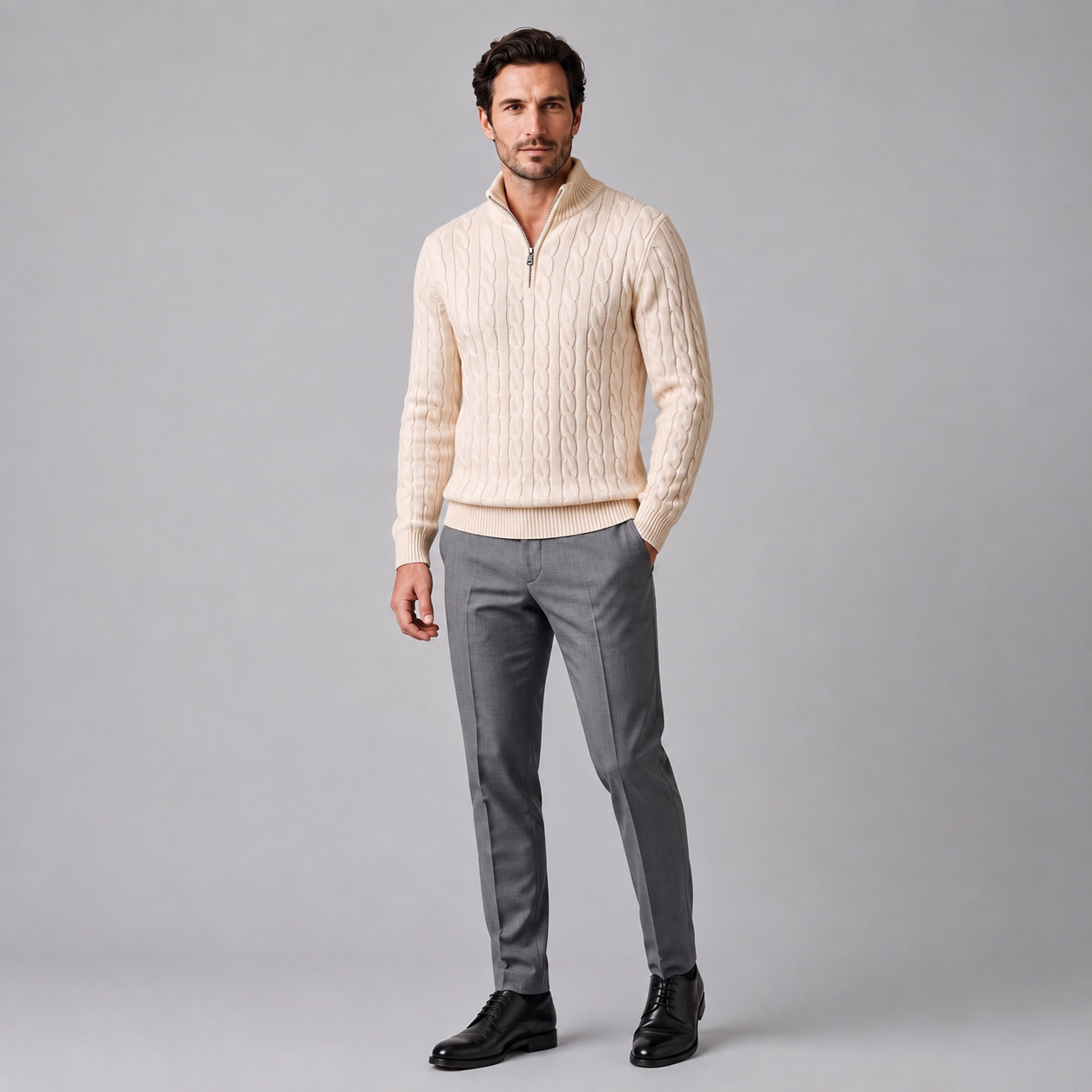Men's Cable Knit Half-Zip Sweater