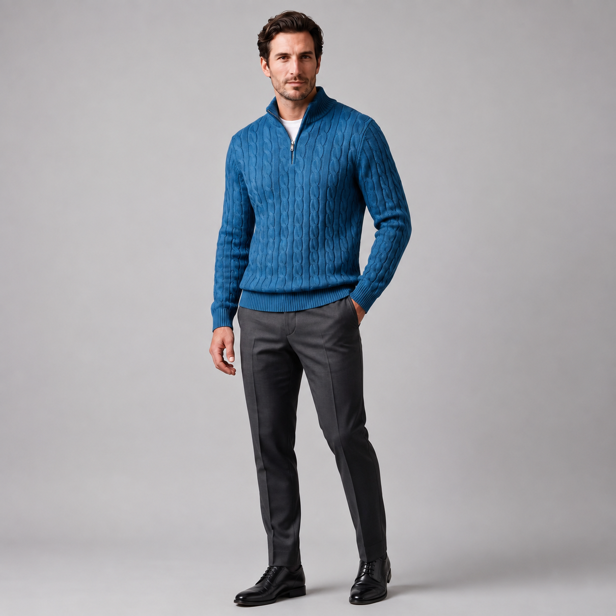 Men's Cable Knit Half-Zip Sweater