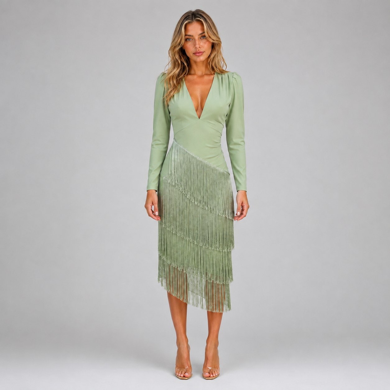 Women's Fringe Midi Occasion Dress