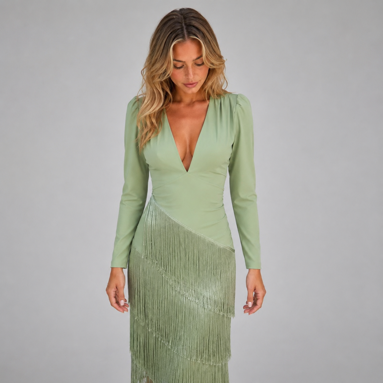 Women's Fringe Midi Occasion Dress