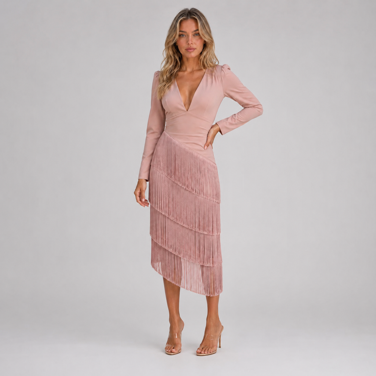 Women's Fringe Midi Occasion Dress