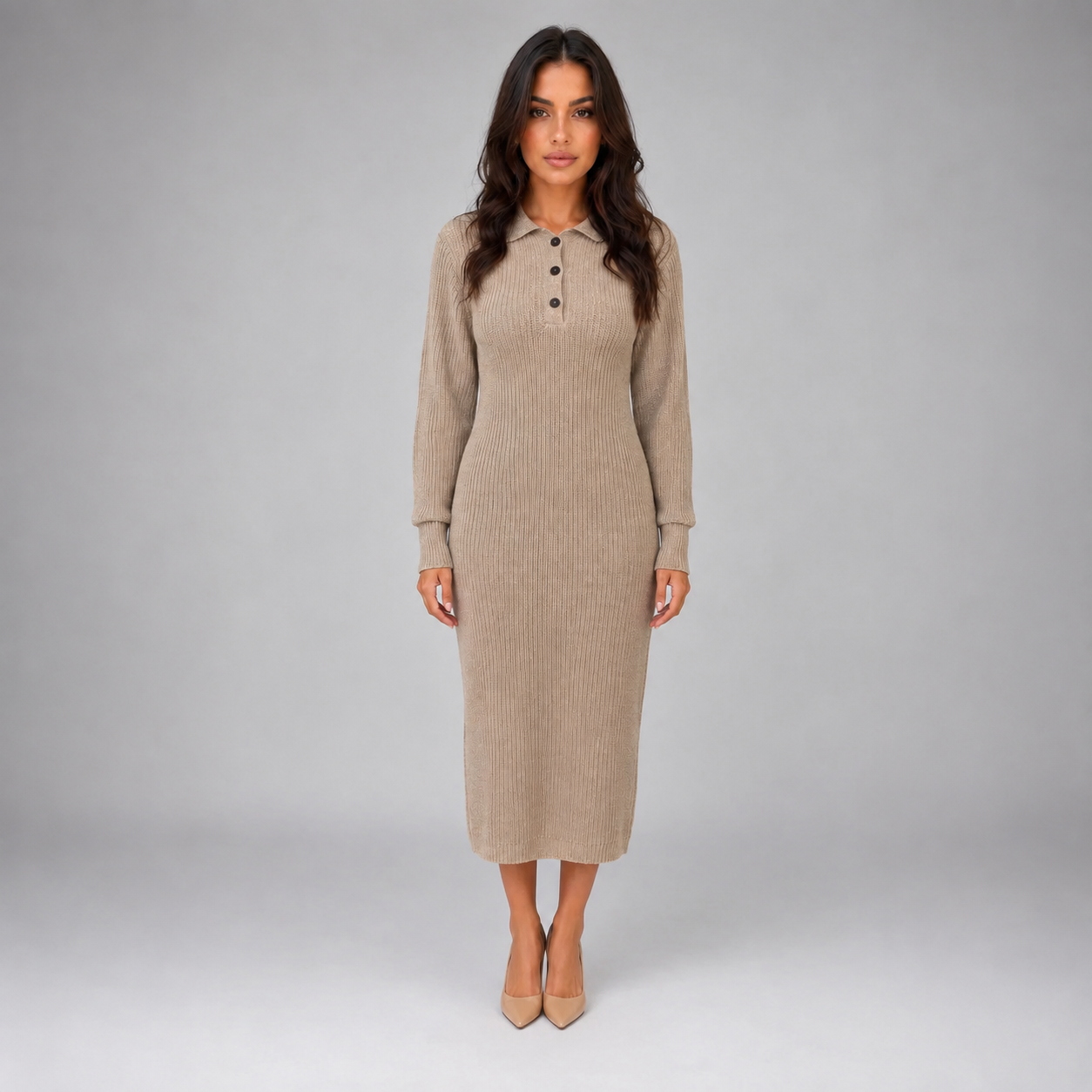 Women's Knitted Jumper Midi Dress