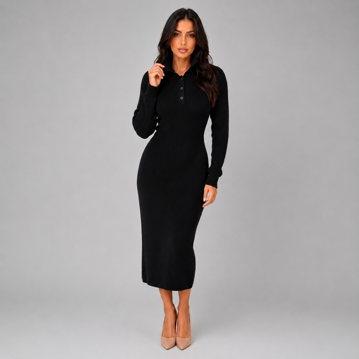 Women's Knitted Jumper Midi Dress