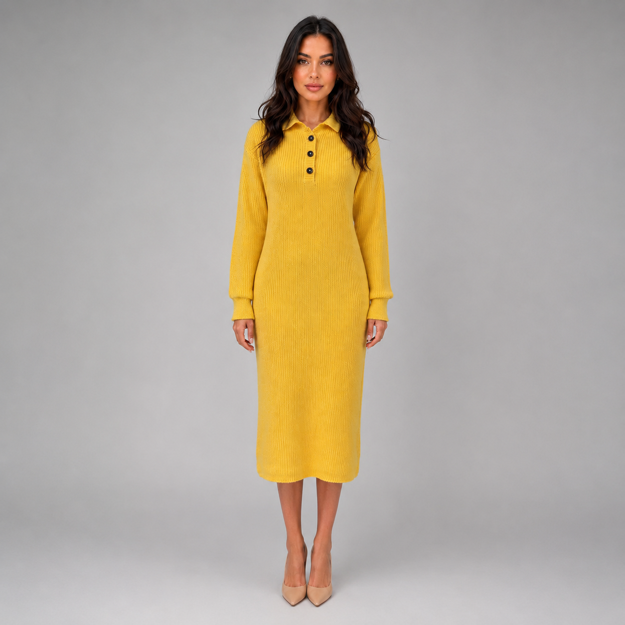 Women's Knitted Jumper Midi Dress