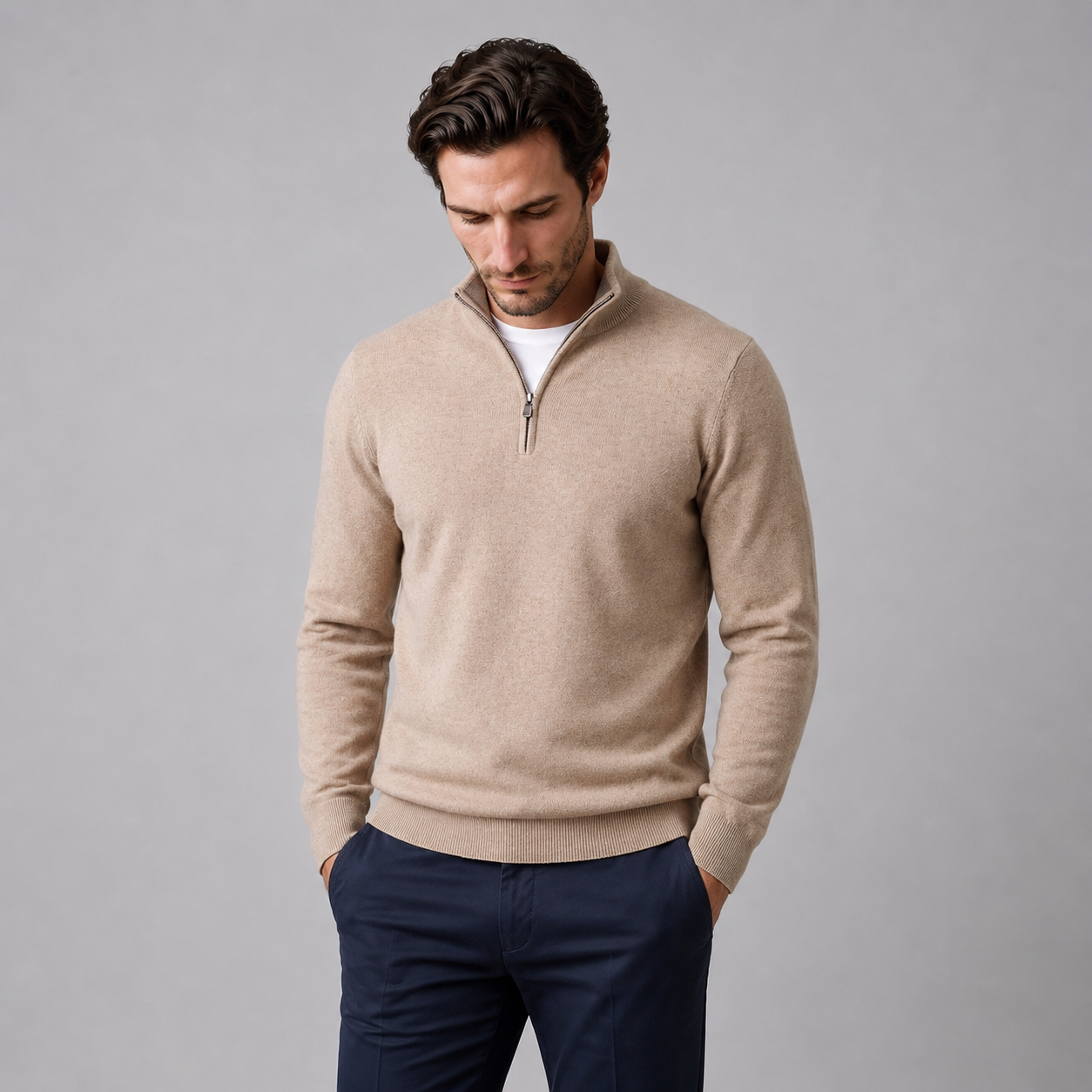 Men's Half-Zip Knit Sweater