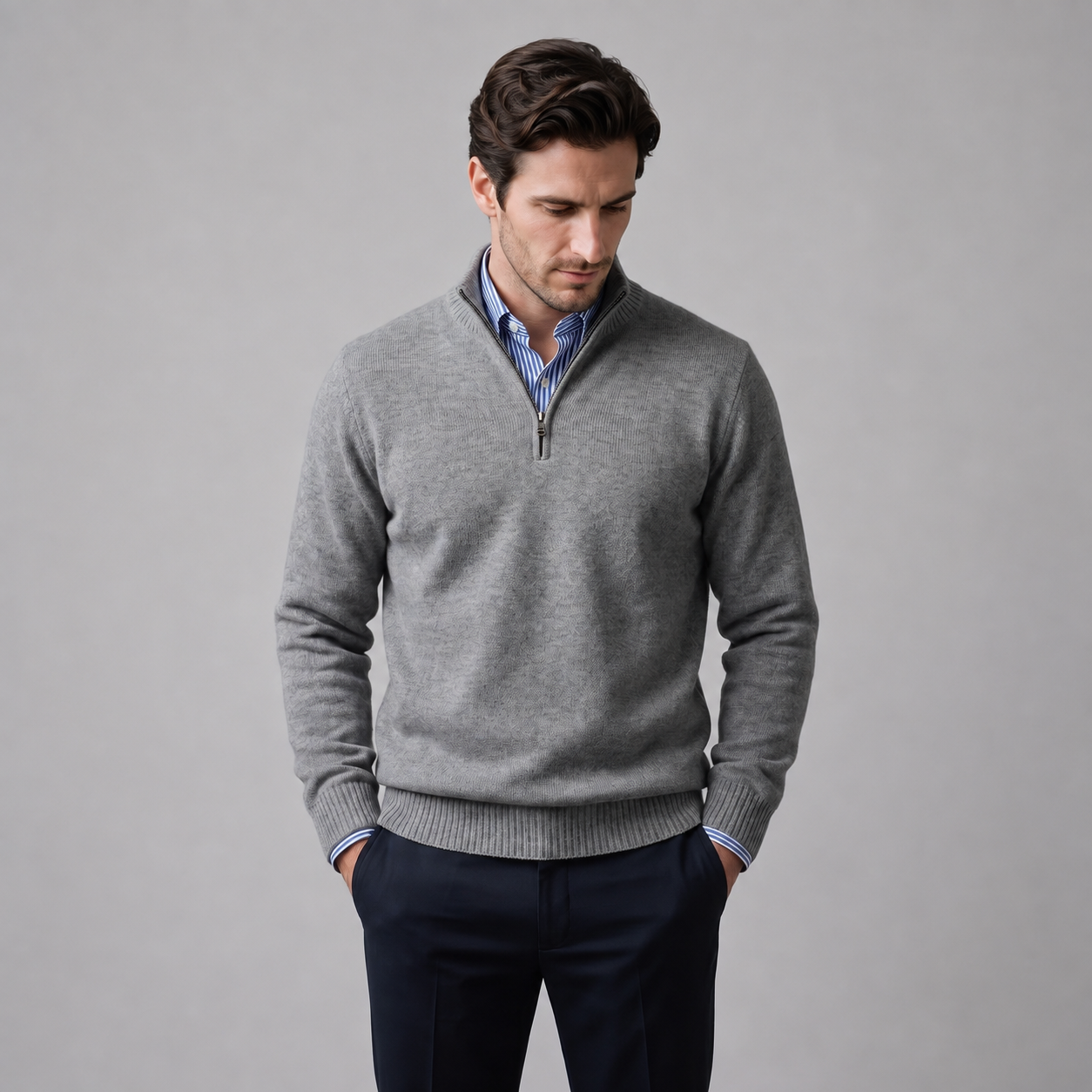 Men's Cotton Half-Zip Sweater