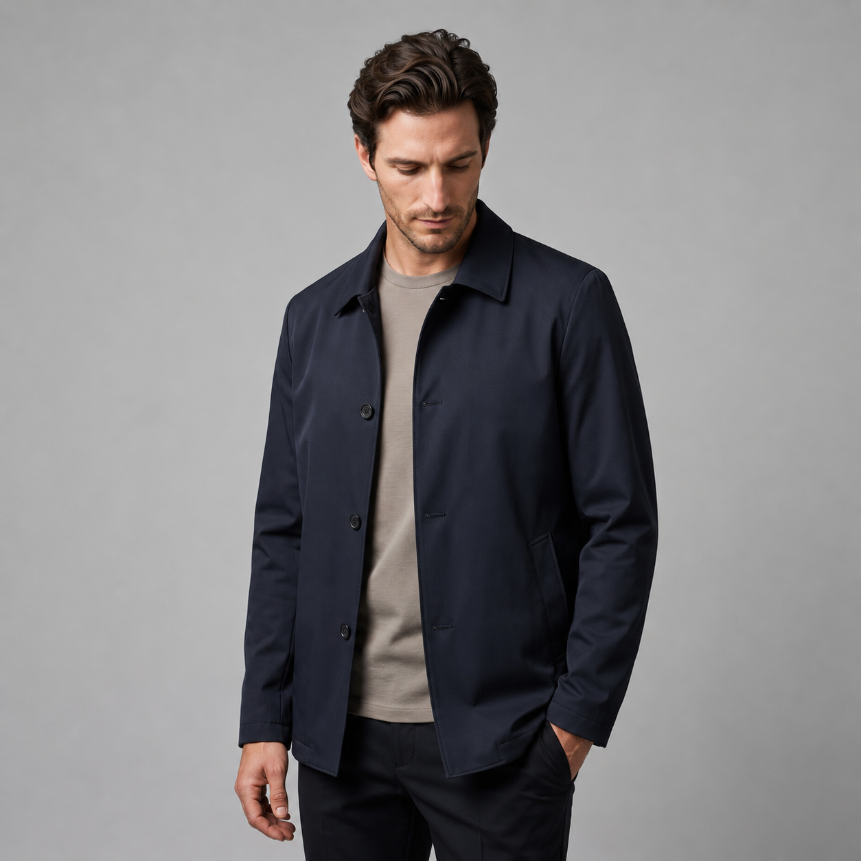 Men's Fleece-Lined Shirt Collar Jacket