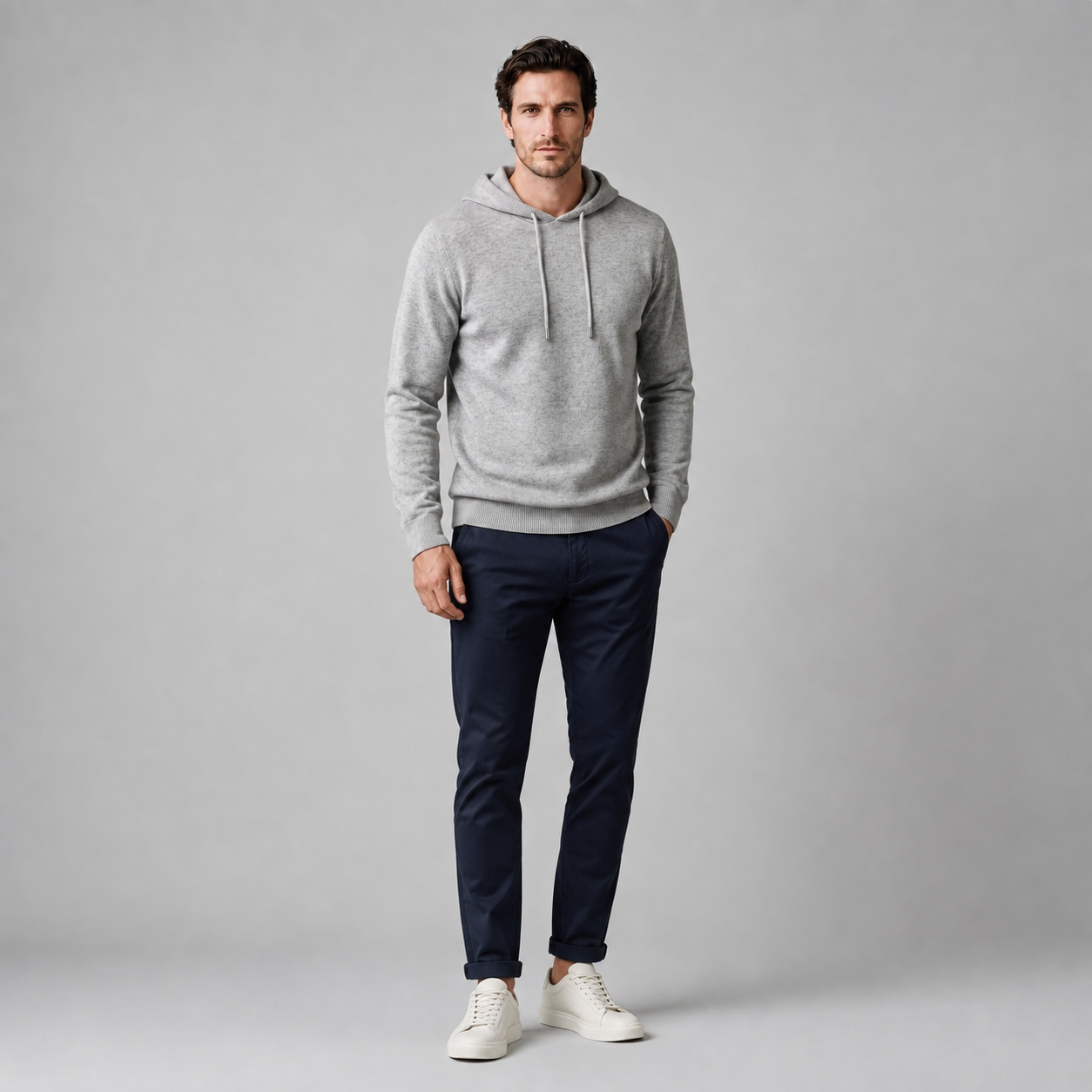 Men's Wool Knit Drawstring Hoodie