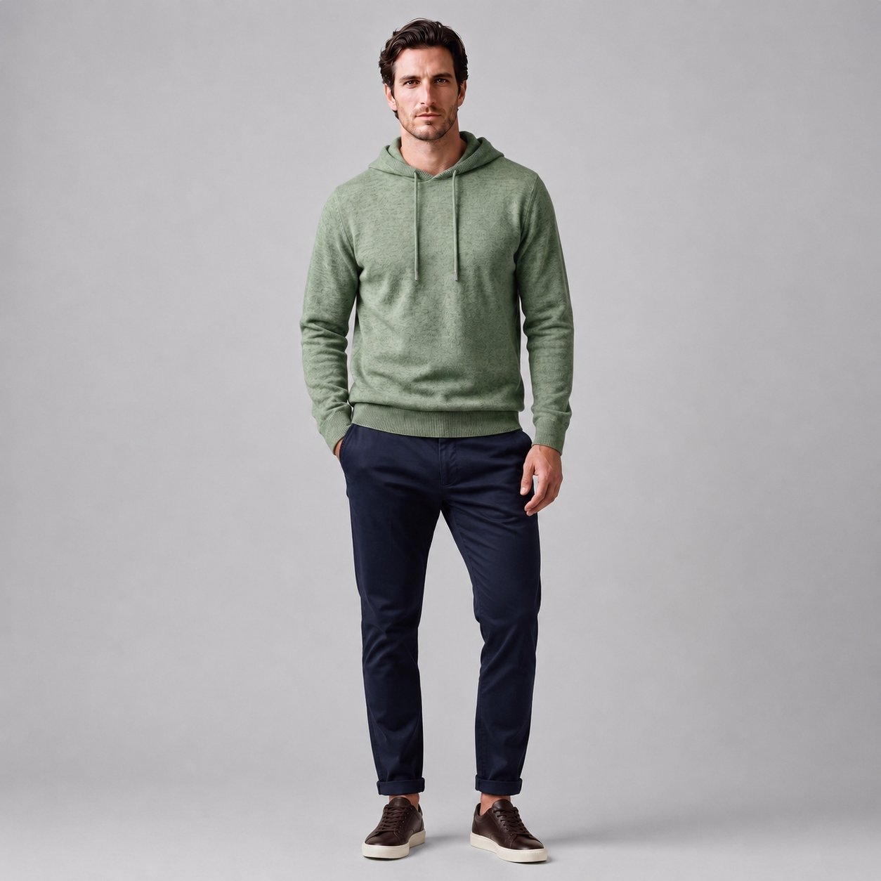 Men's Wool Knit Drawstring Hoodie