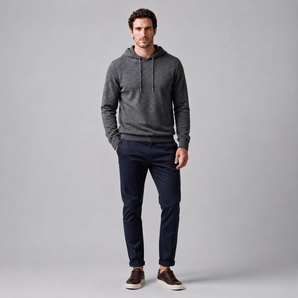 Men's Wool Knit Drawstring Hoodie