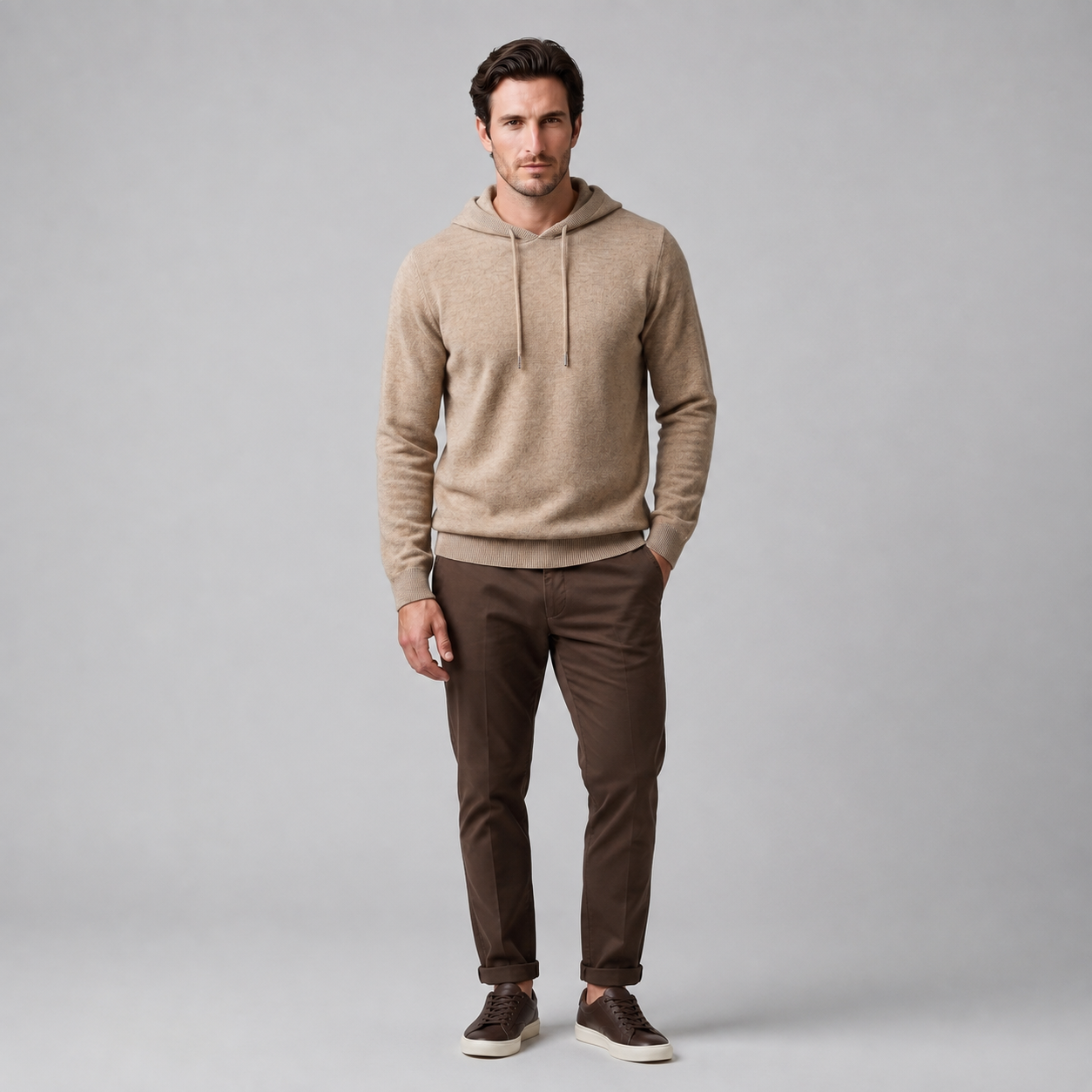Men's Wool Knit Drawstring Hoodie