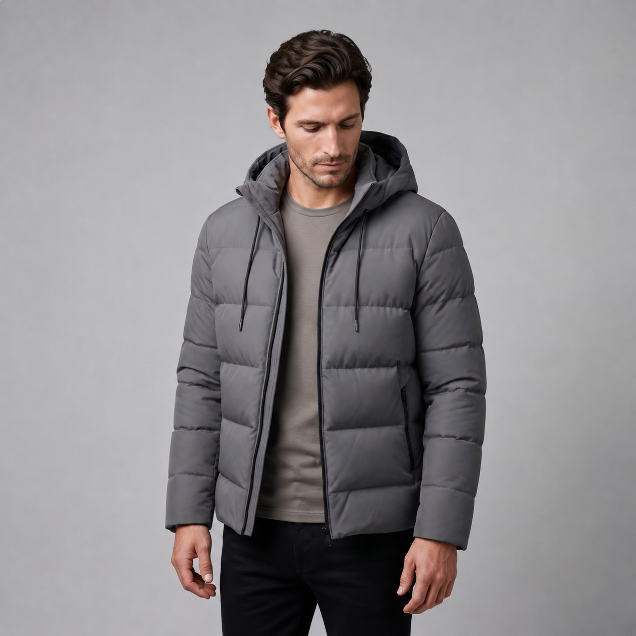 Men's Puffer Winter Jacket with Quilted Insulation