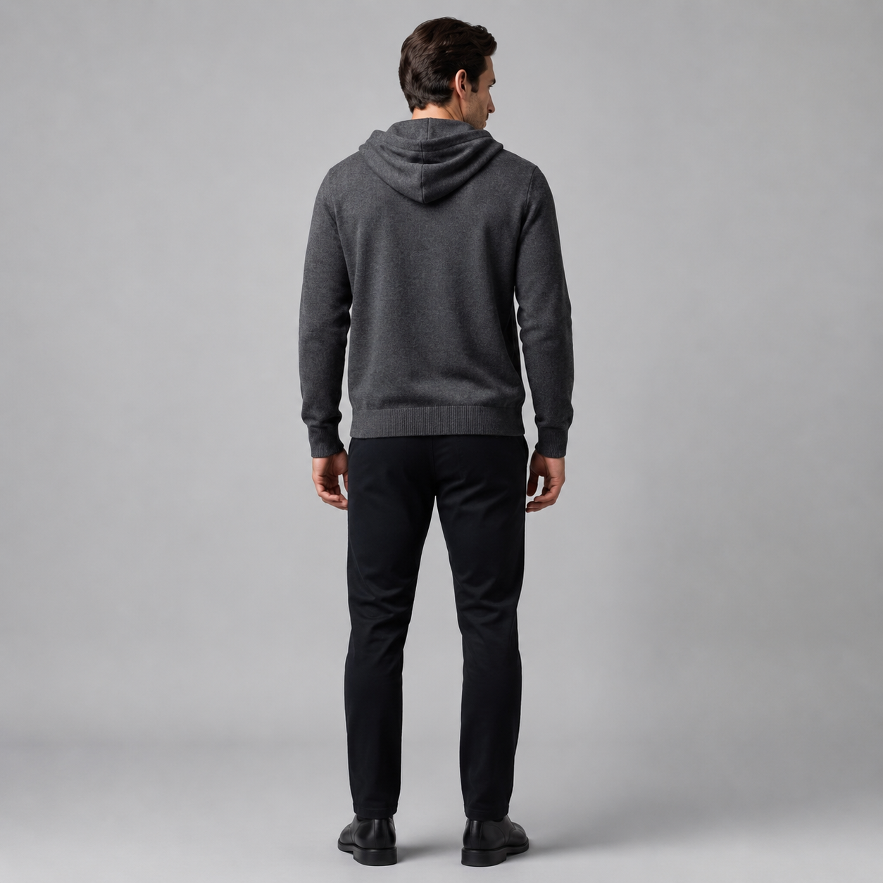 Men's Wool Full-Zip Knit Hooded Cardigan