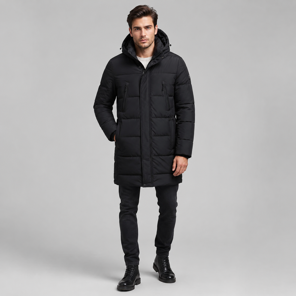 Men's Windproof Padded Parka Jacket