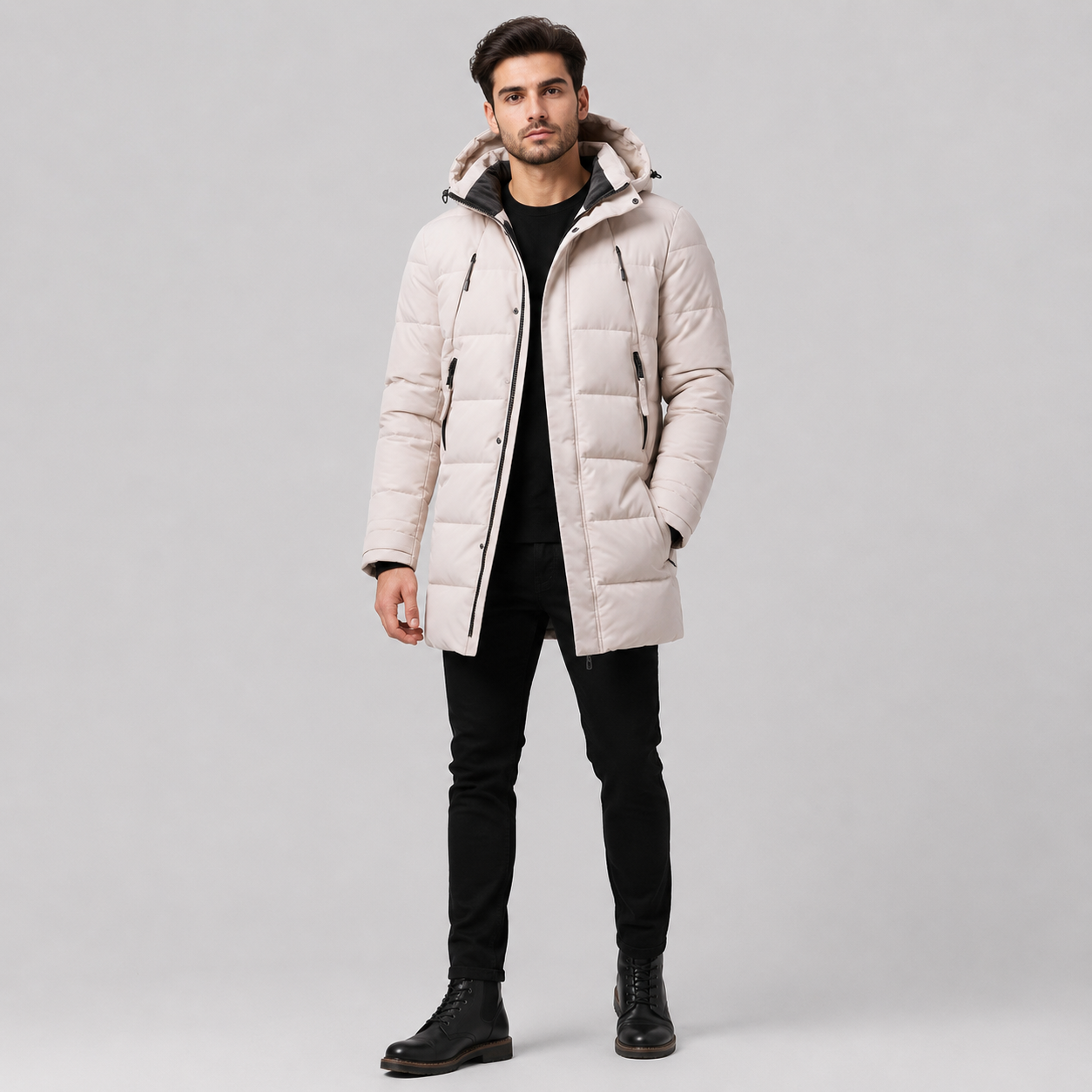 Men's Windproof Padded Parka Jacket