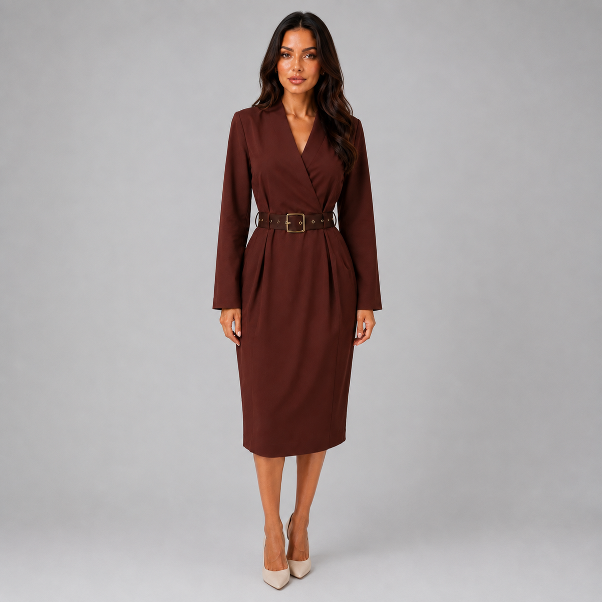 Women’s Belted Midi Dress