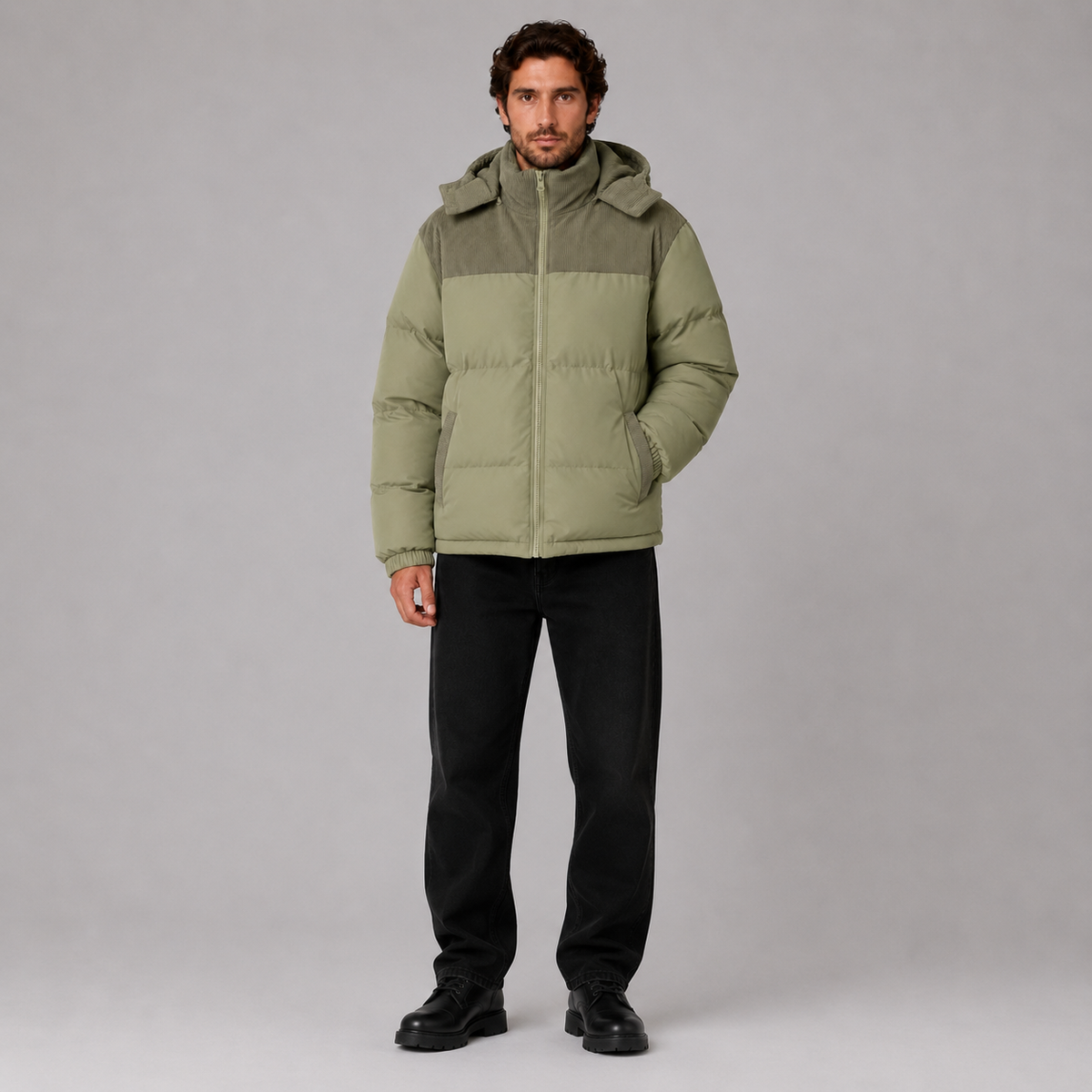 Men’s Hooded Corduroy Puffer Jacket