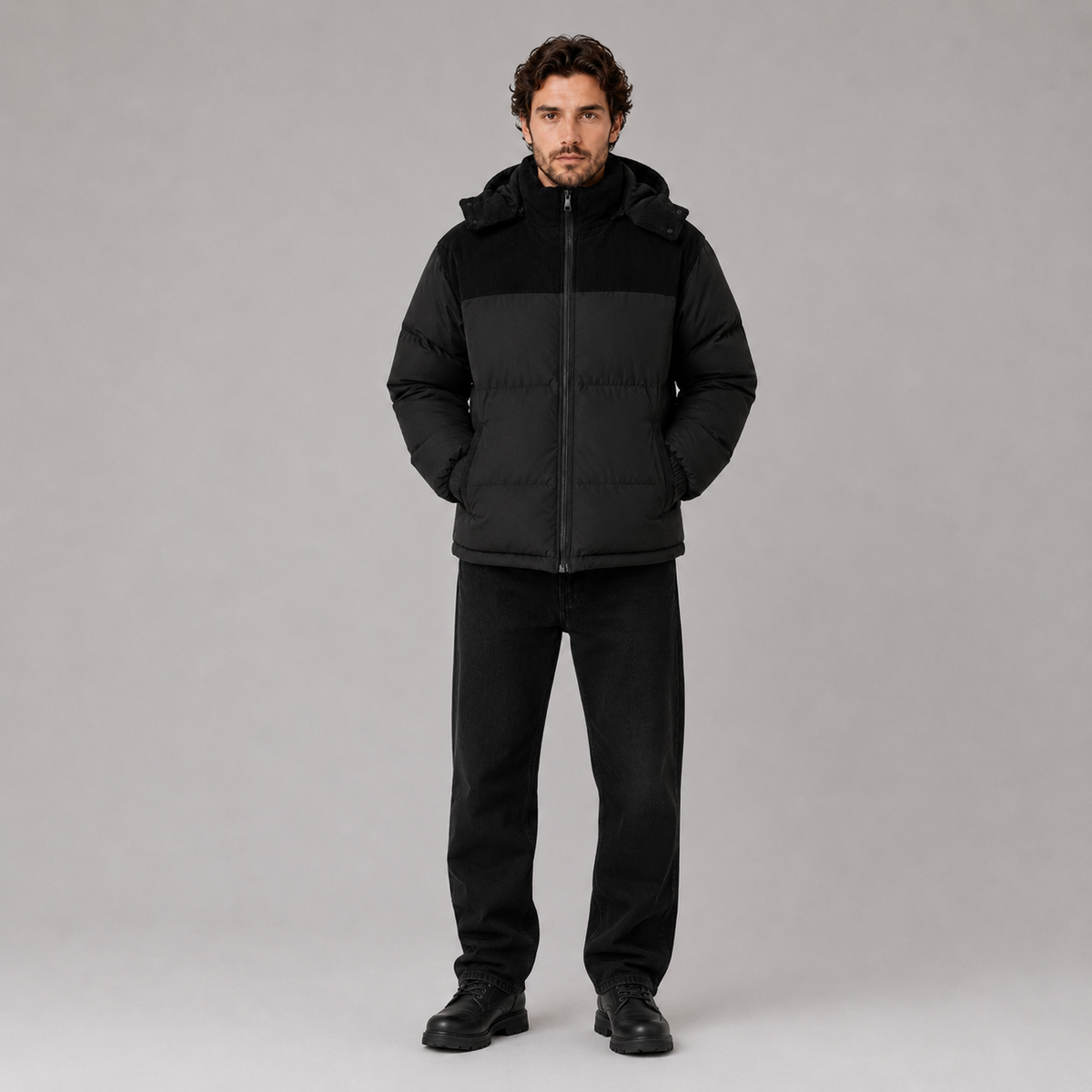 Men’s Hooded Corduroy Puffer Jacket
