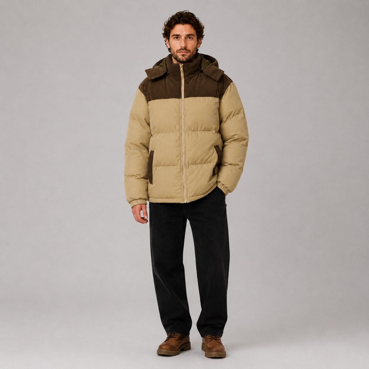 Men’s Hooded Corduroy Puffer Jacket