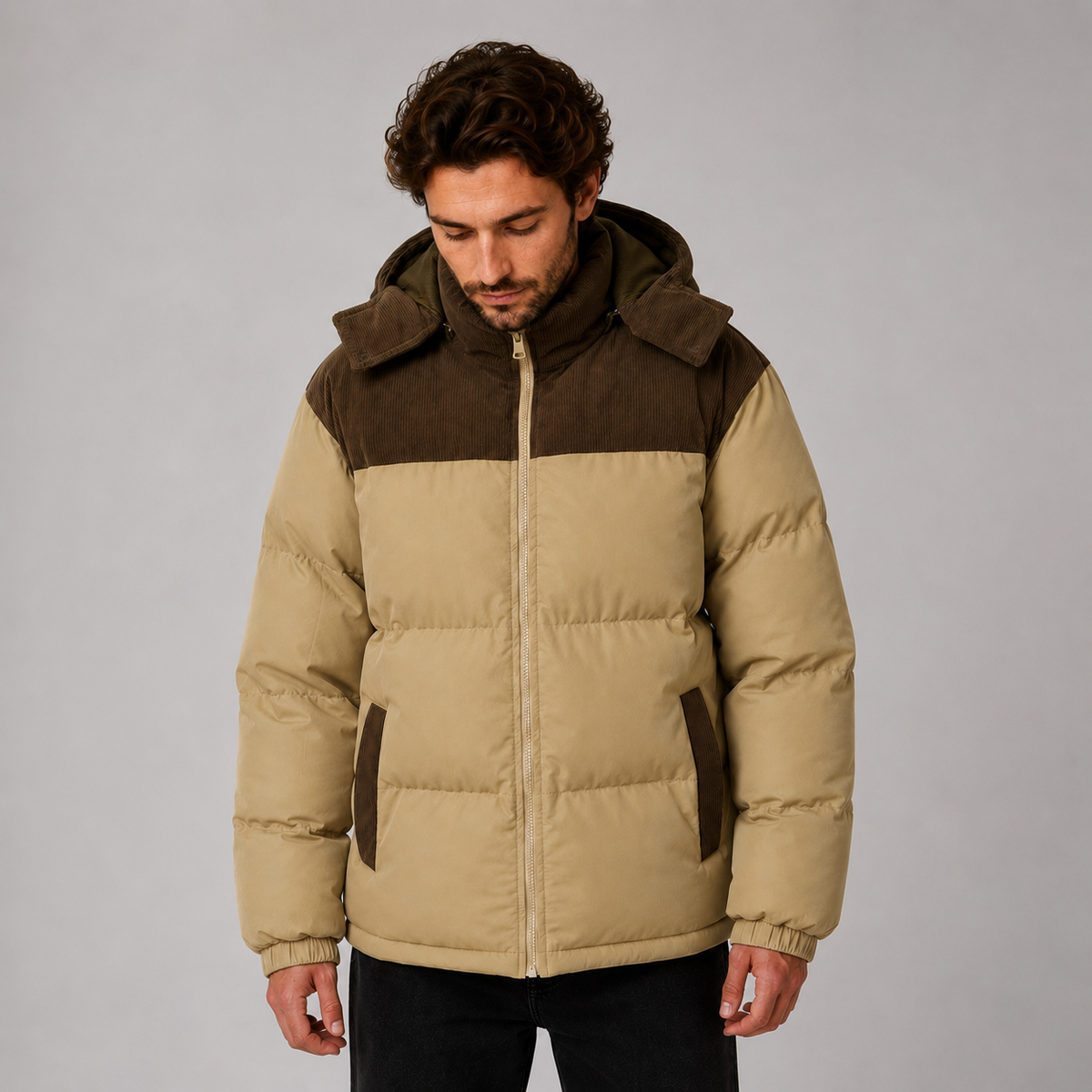 Men’s Hooded Corduroy Puffer Jacket