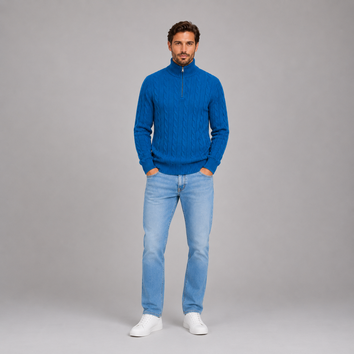 Men’s Cable Knit Quarter Zip Jumper