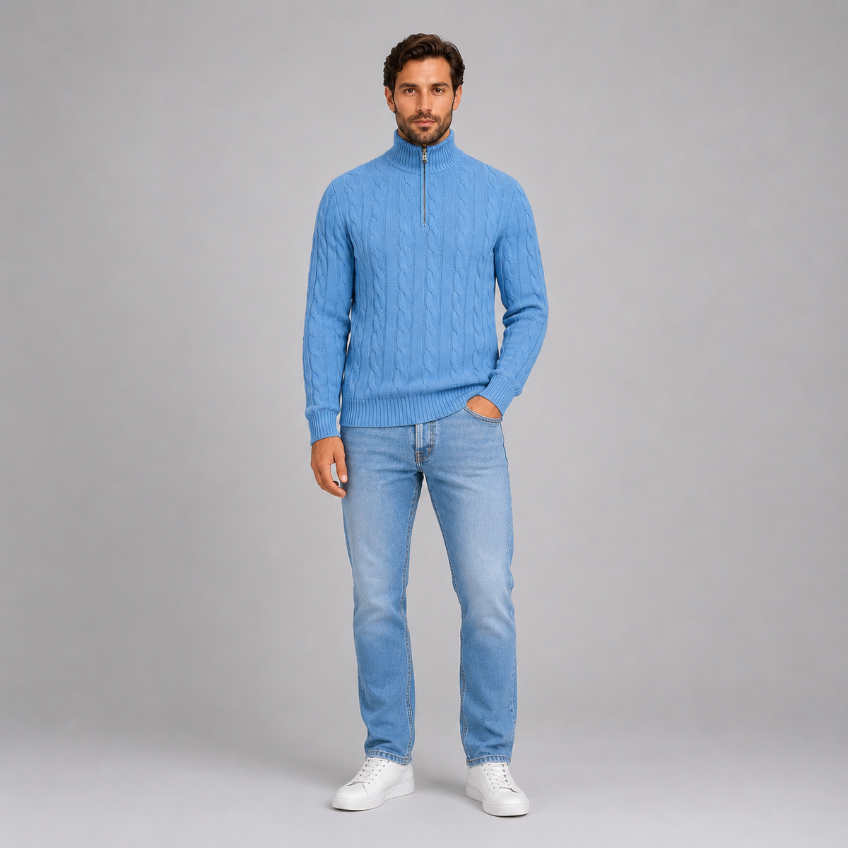 Men’s Cable Knit Quarter Zip Jumper