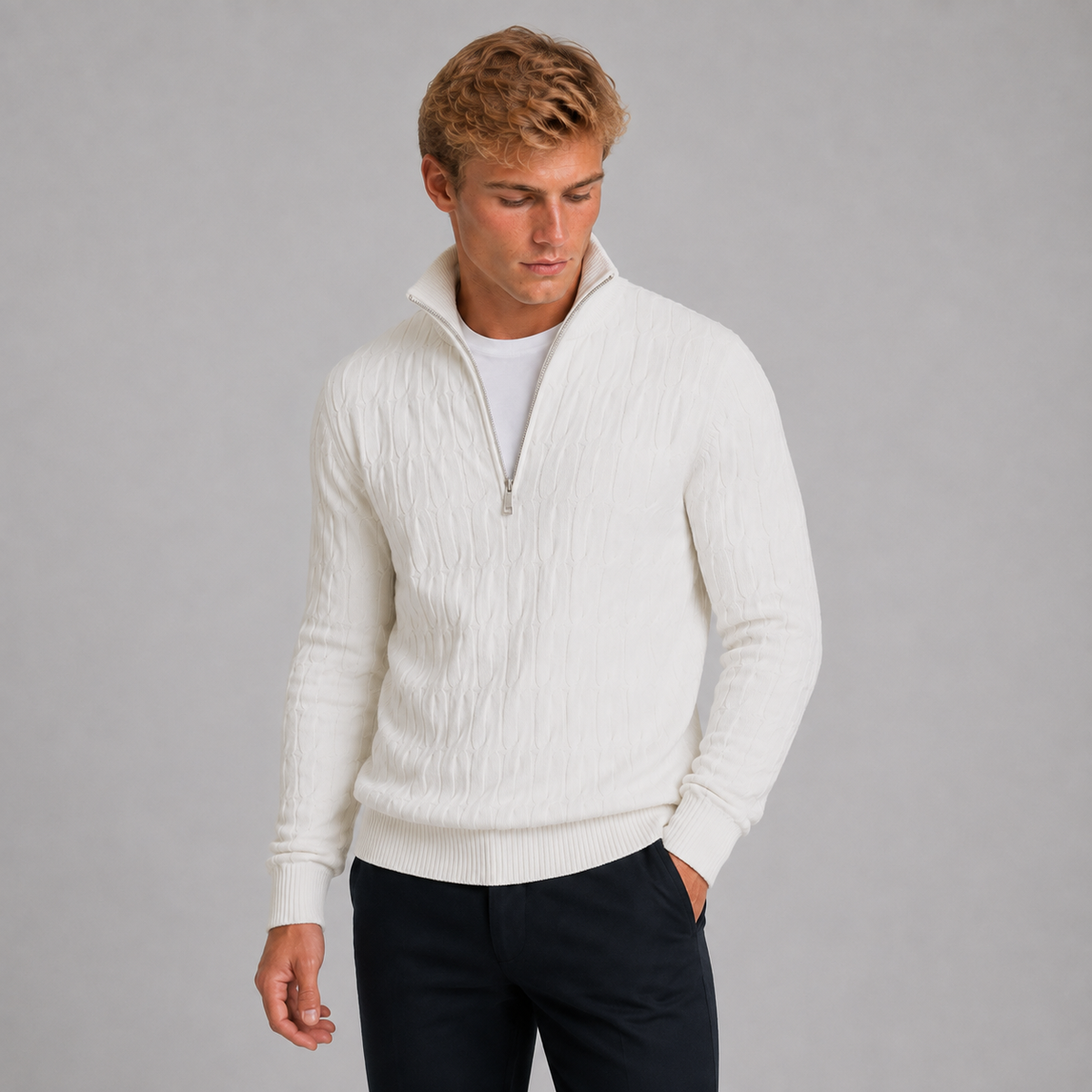 Men’s Textured Quarter Zip Jumper