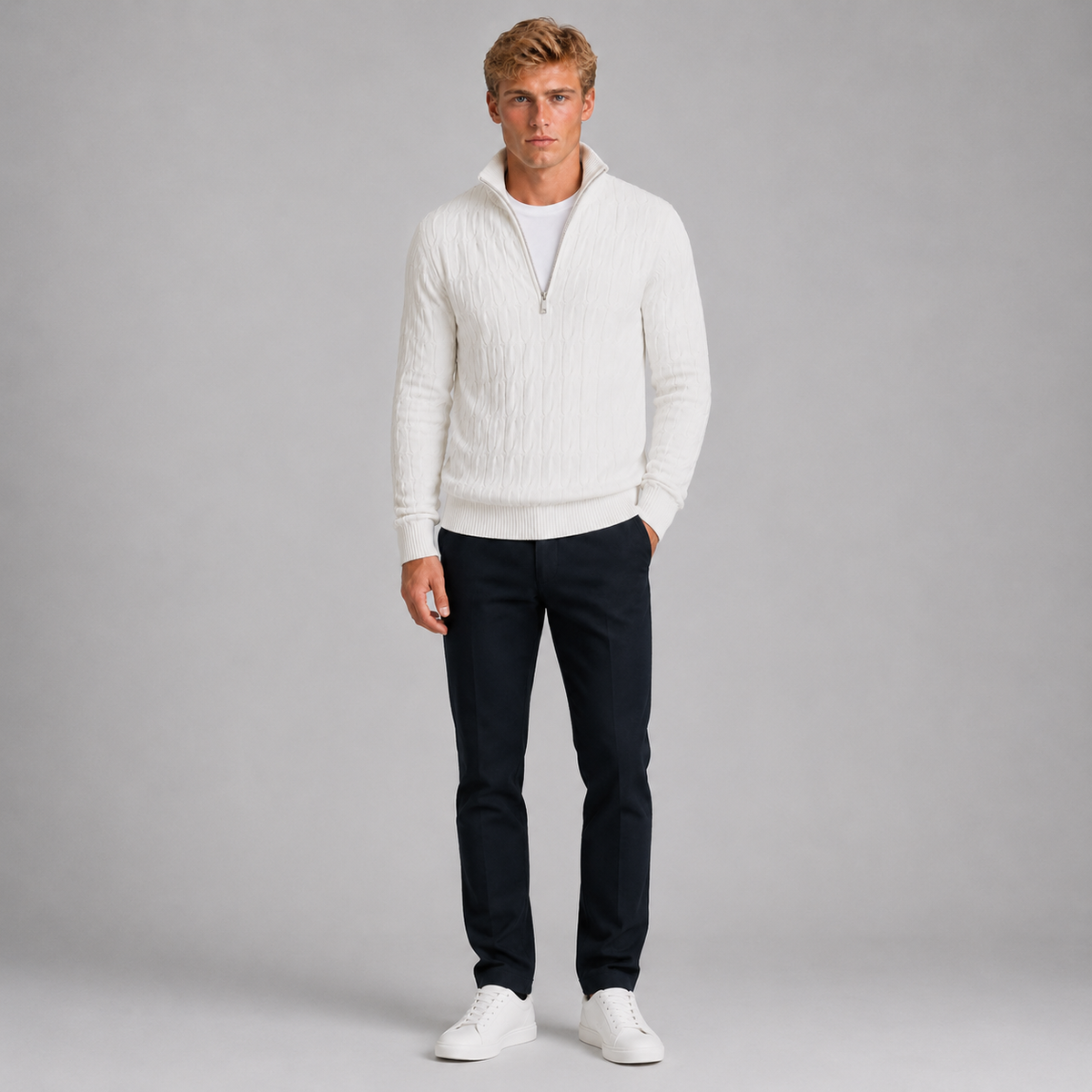 Men’s Textured Quarter Zip Jumper