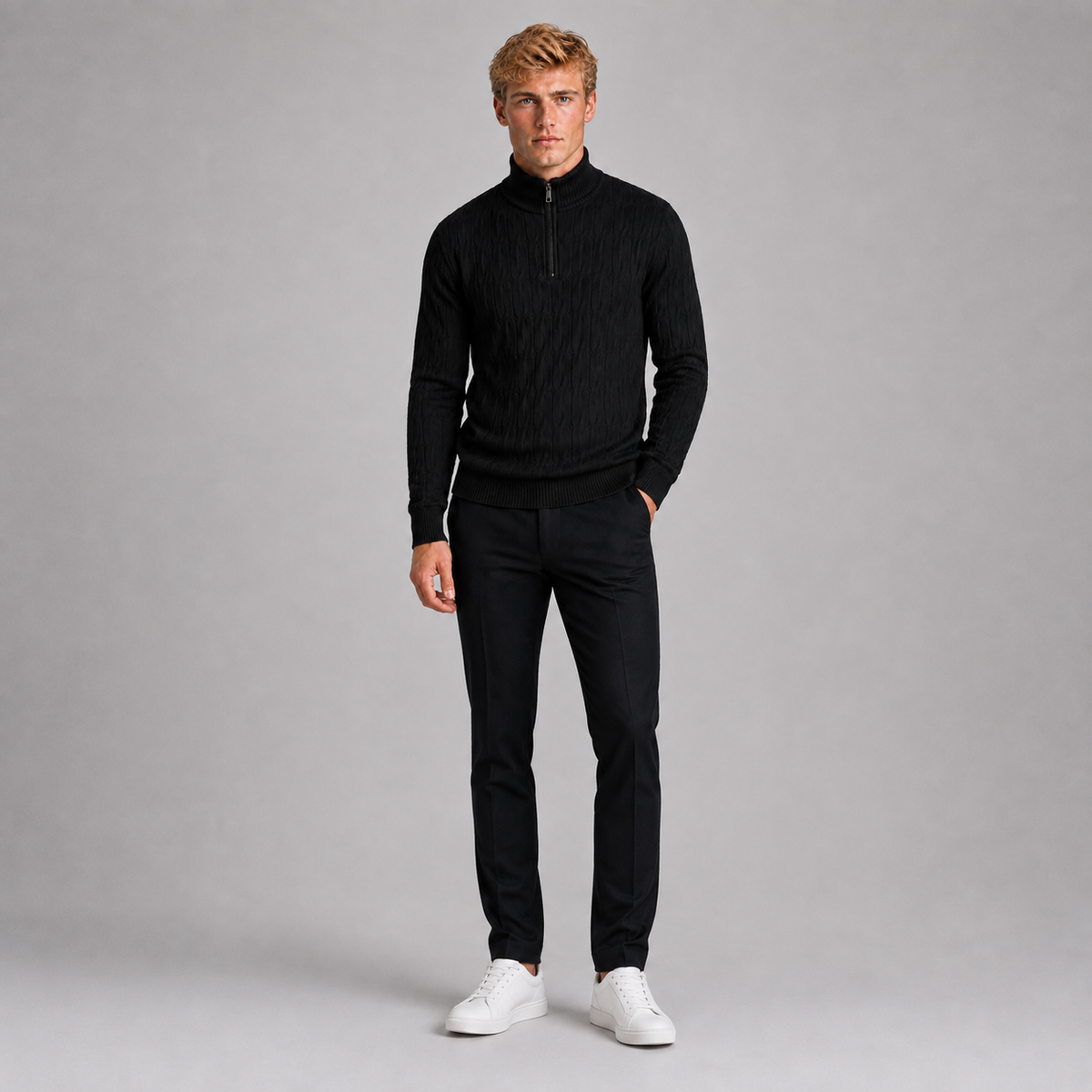 Men’s Textured Quarter Zip Jumper