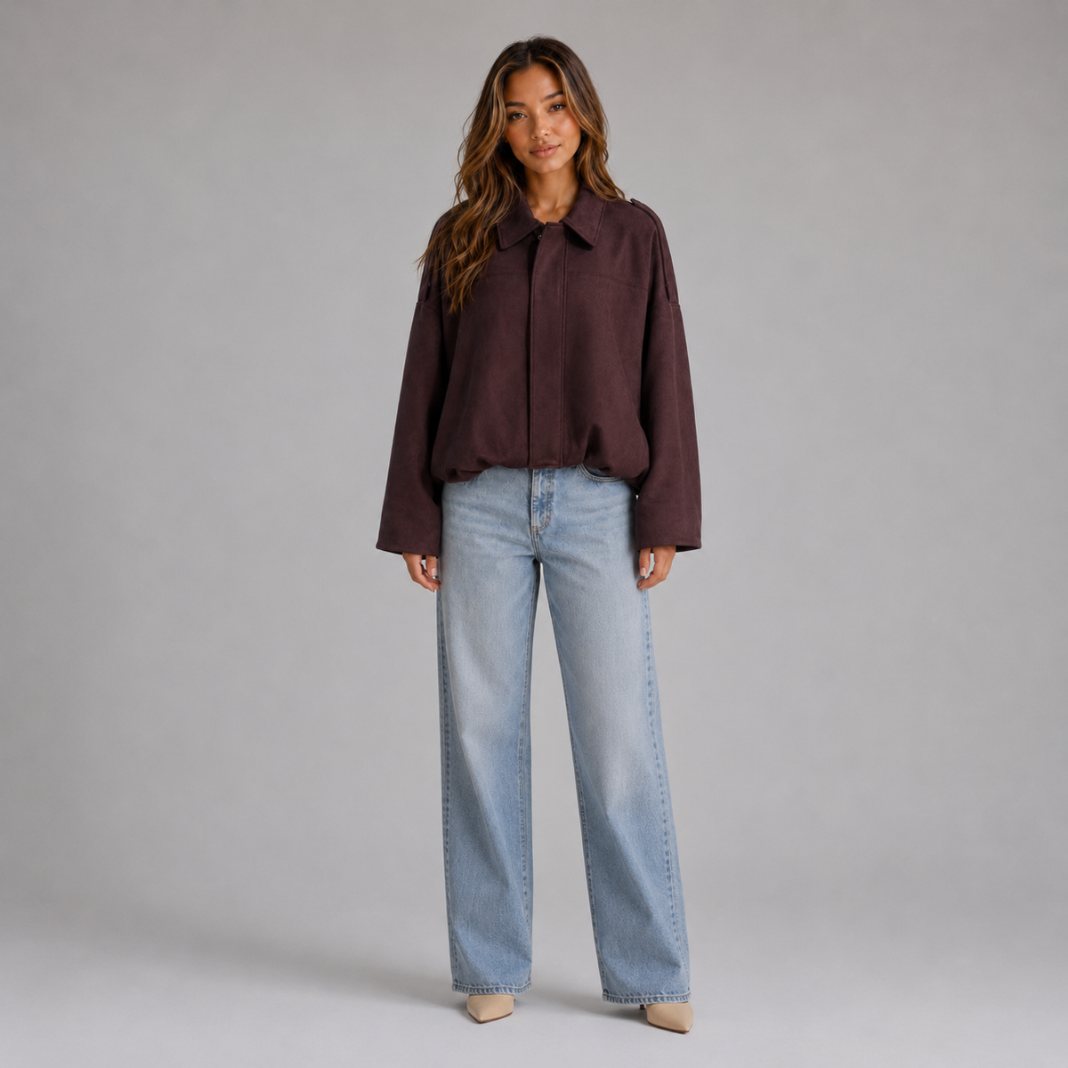 Women’s Suede Look Bomber Jacket