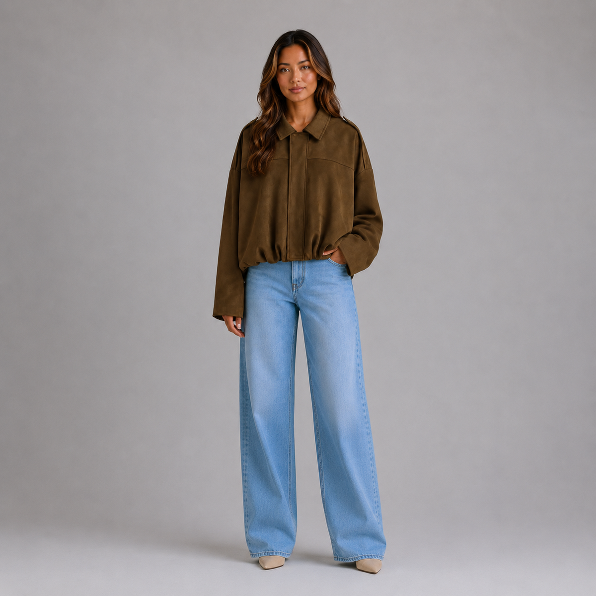 Women’s Suede Look Bomber Jacket