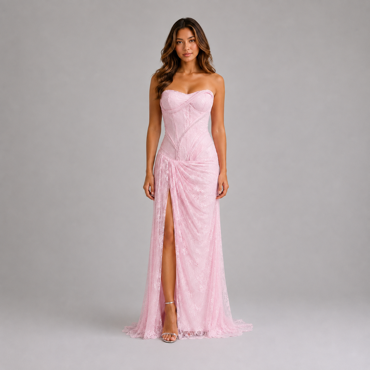 Women’s Strapless Lace Maxi Dress