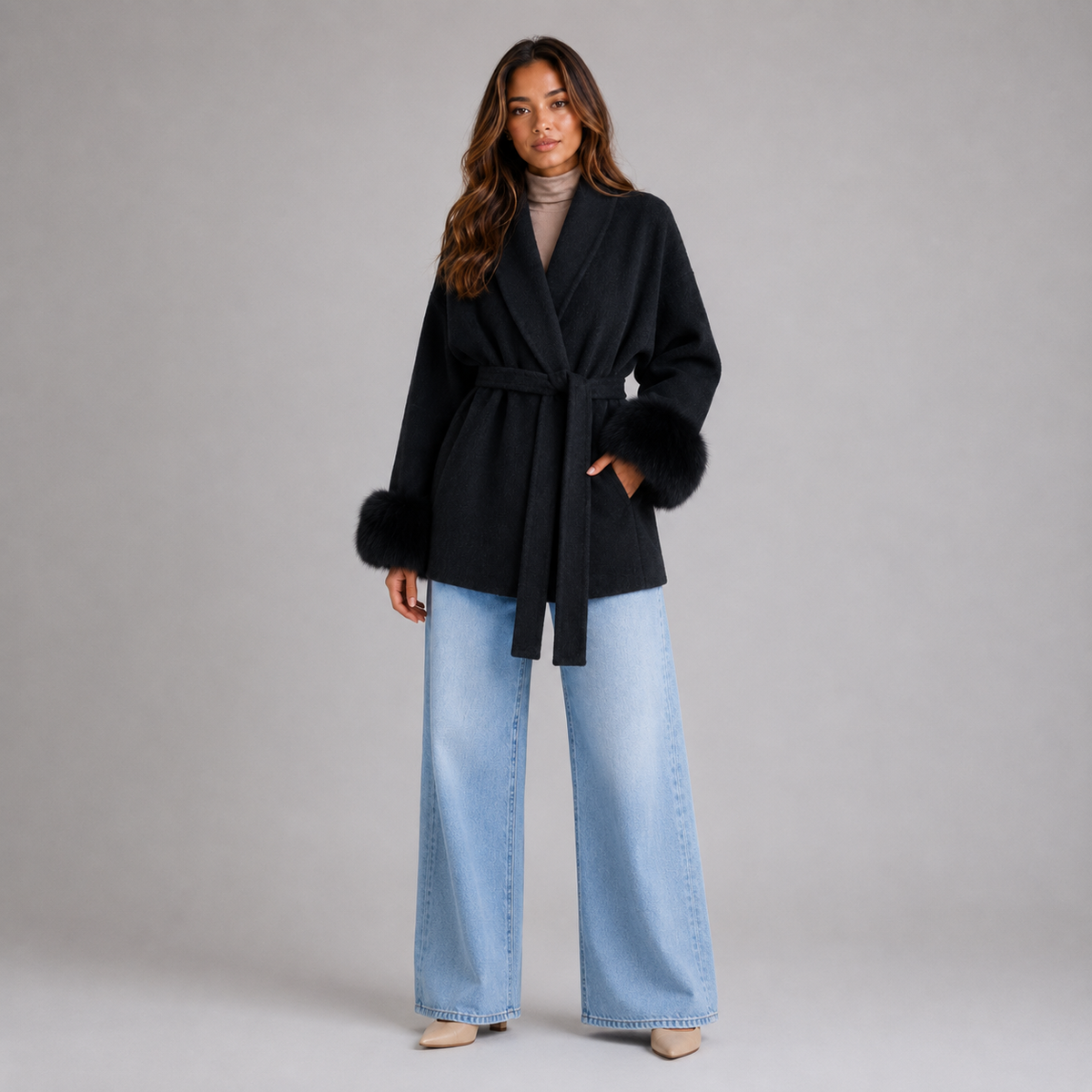 Women’s Belted Wool Blend Coat