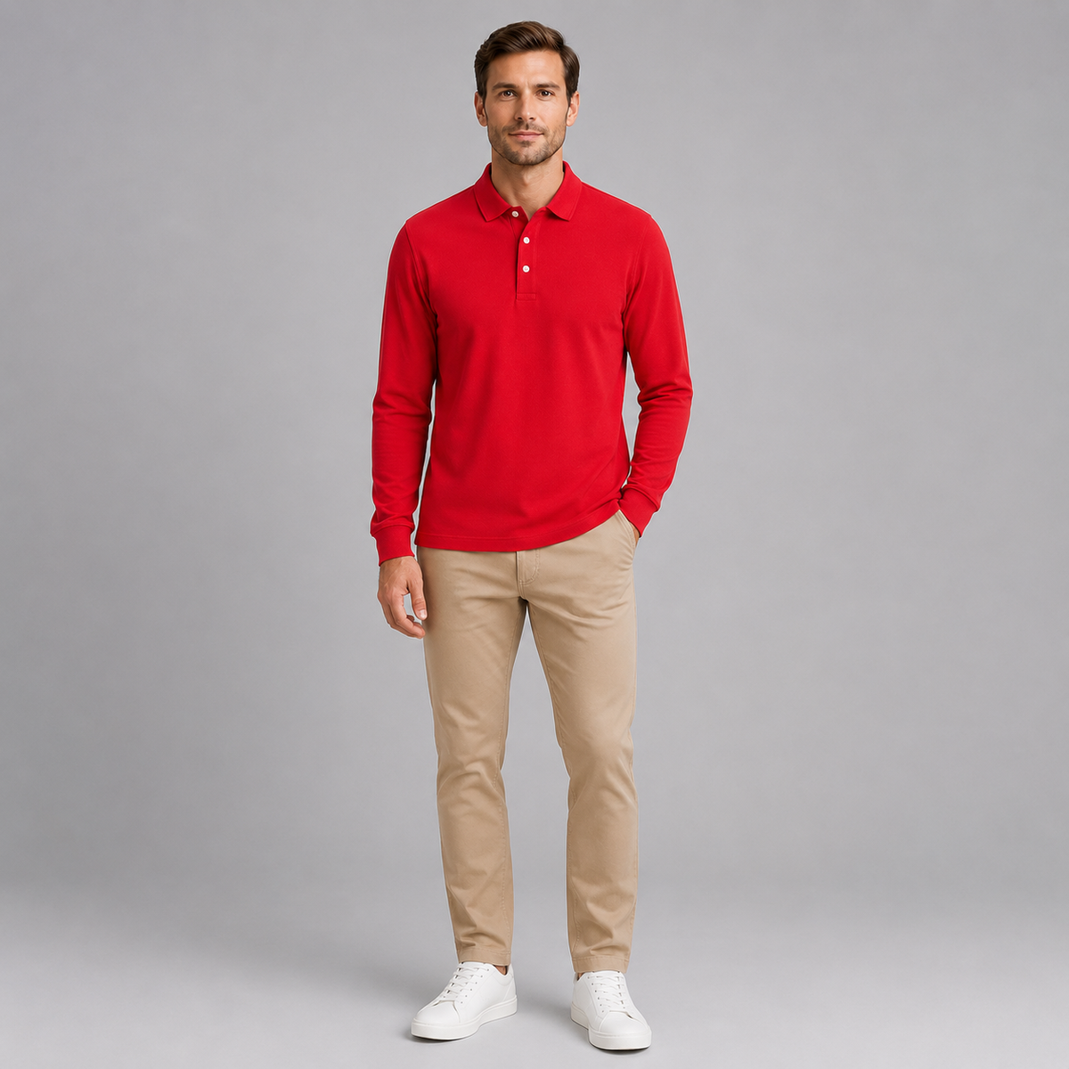 Men’s Long Sleeve Jersey Polo Shirt