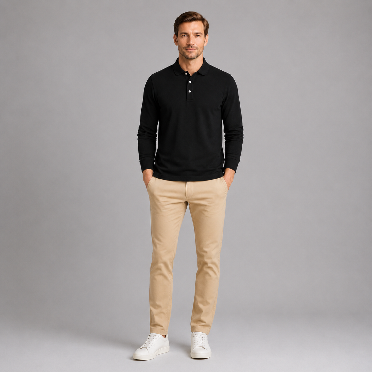 Men’s Long Sleeve Jersey Polo Shirt