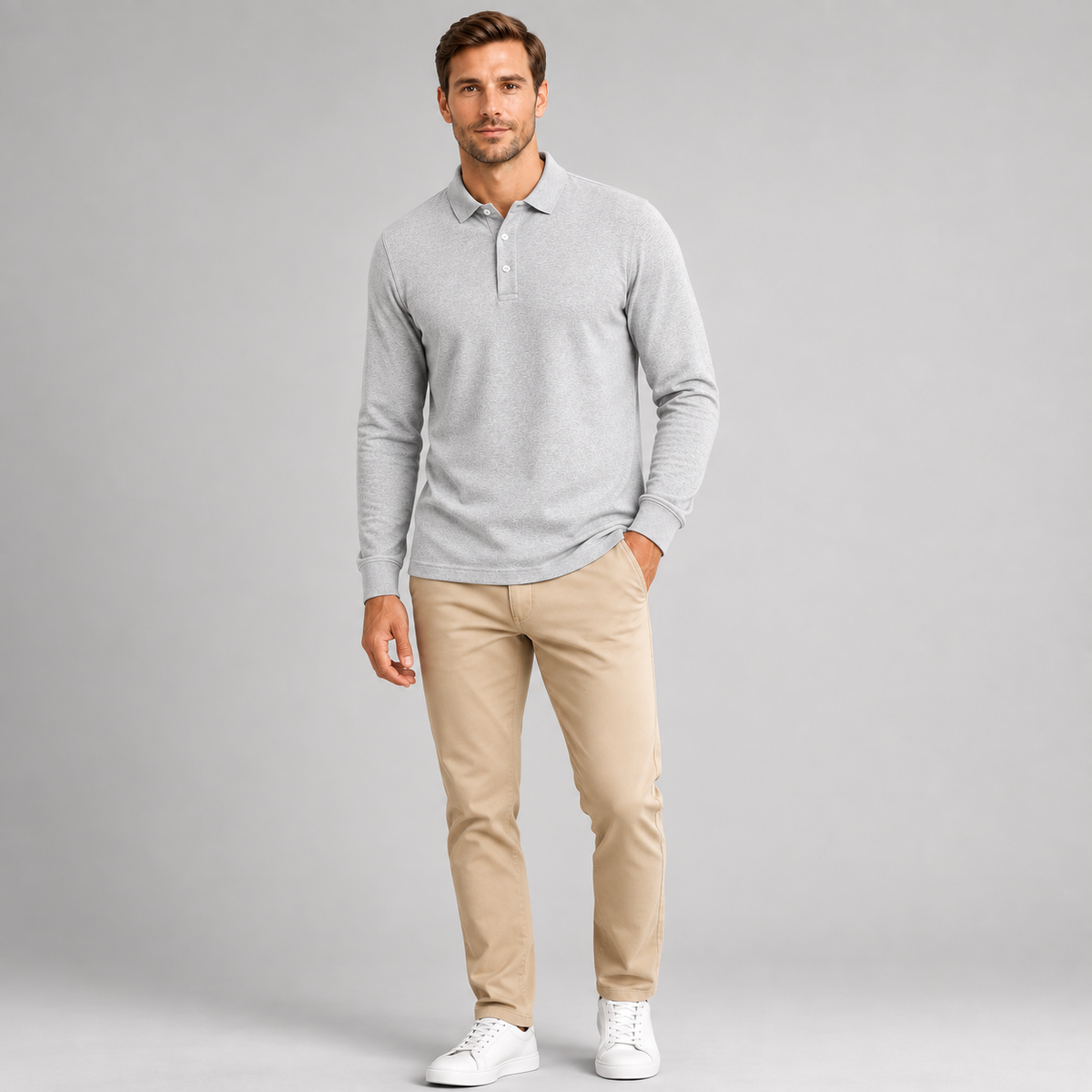 Men’s Long Sleeve Jersey Polo Shirt