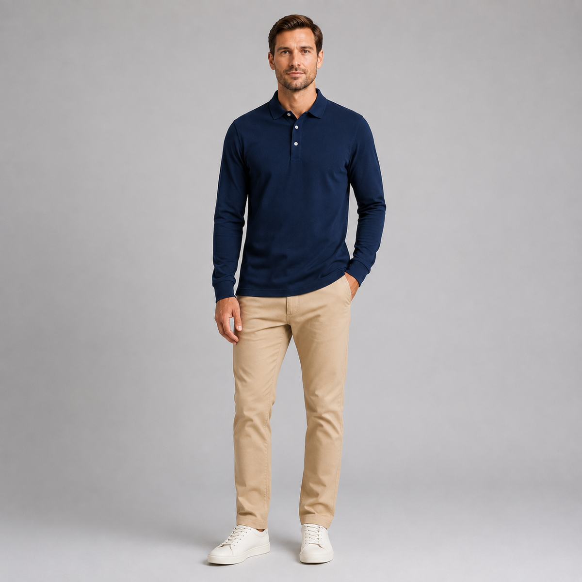 Men’s Long Sleeve Jersey Polo Shirt