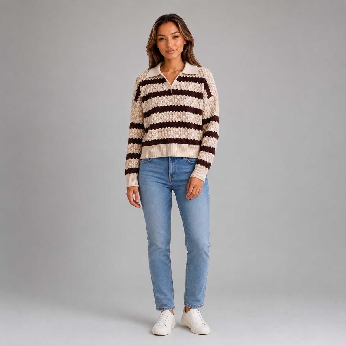 Women’s Striped Polo Jumper