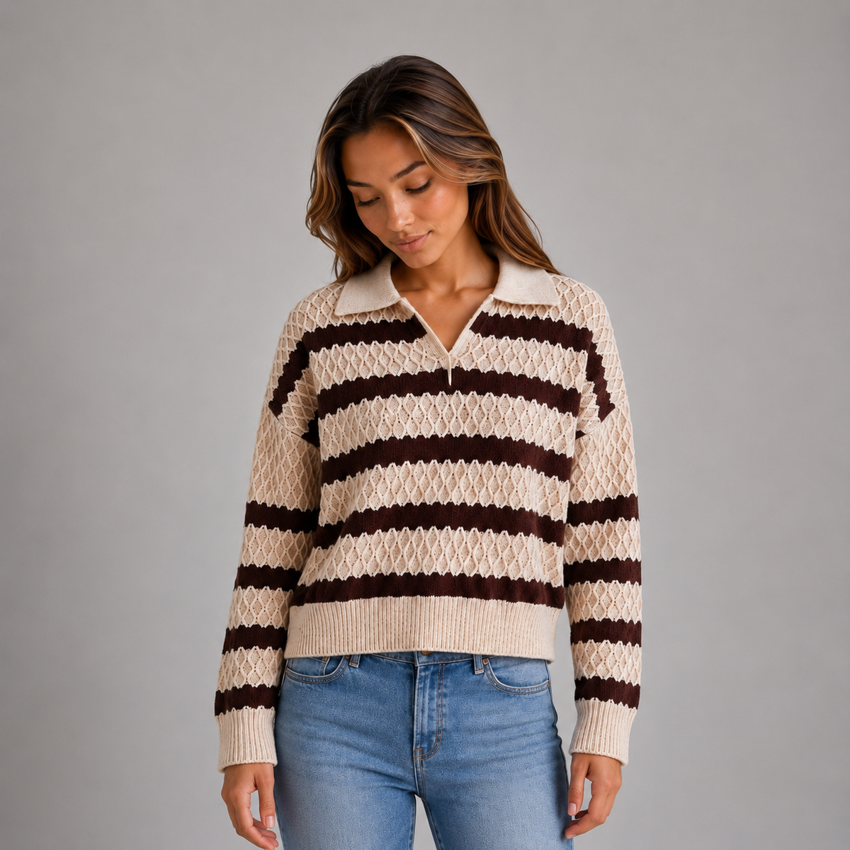 Women’s Striped Polo Jumper