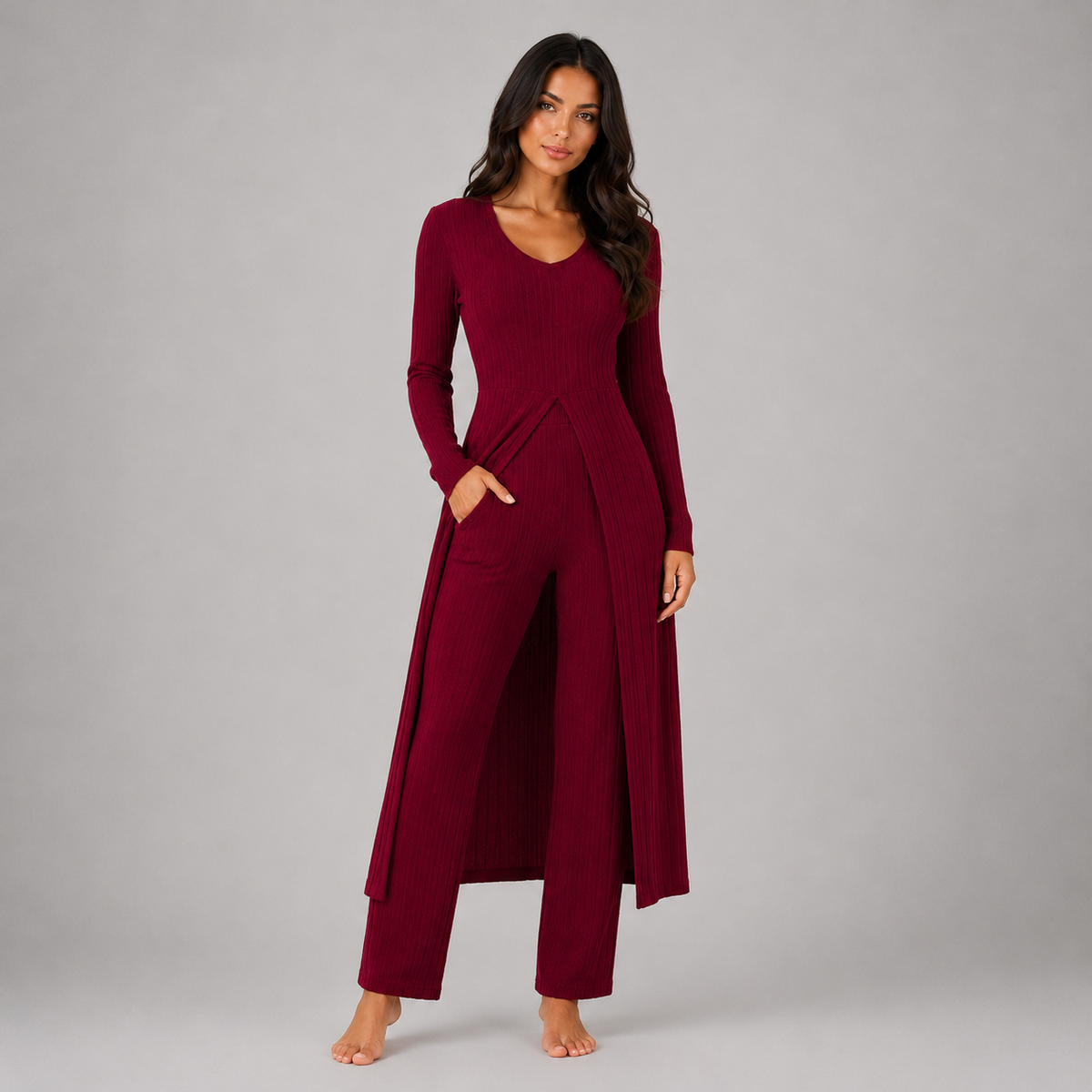 Women’s Ribbed Soft Two-Piece Lounge Set